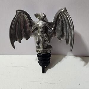 Bacardi Rum Bat Bottle Stopper Pourer Spout Heavy Pewter Gothic